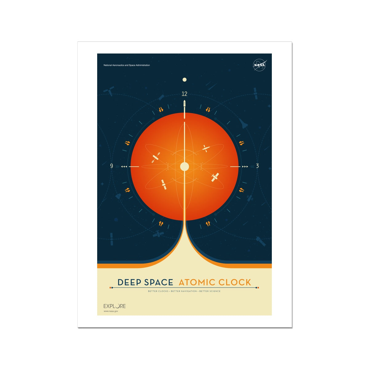 Clock Jpl JPL Deep Space Atomic Clock Poster - Orange Fine Art Print – sableflow