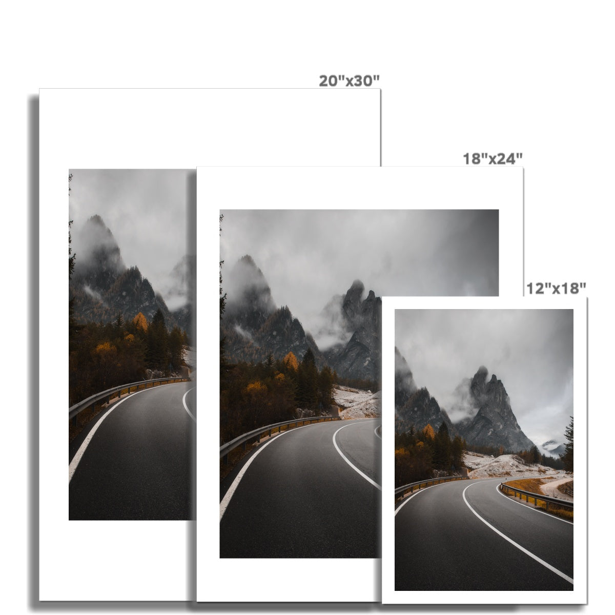 Misty road pass in the Dolomites Fine Art Print