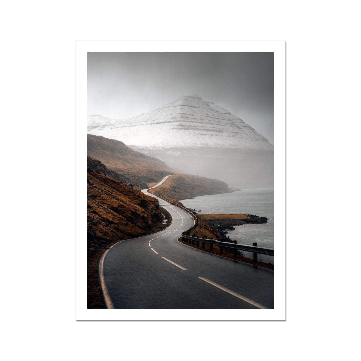 Scenic freeway by the lake on Faroe Islands Fine Art Print - 3