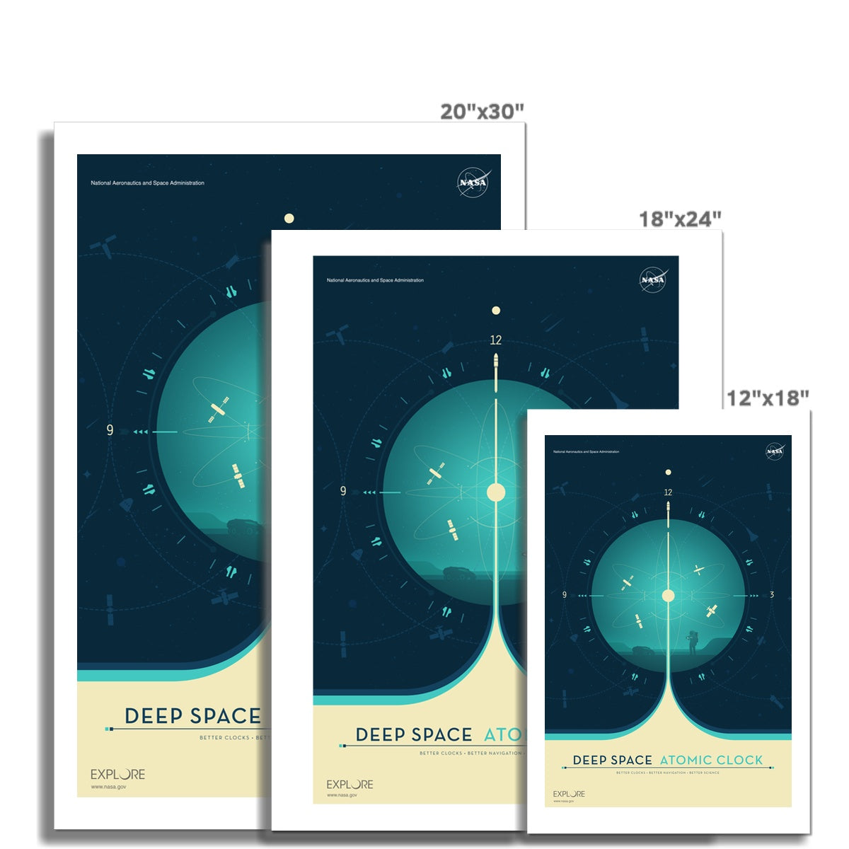 JPL Deep Space Atomic Clock Poster - Blue Fine Art Print