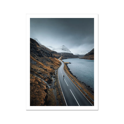 Scenic freeway by the lake on Faroe Islands Fine Art Print- 2