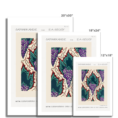 Grape Pattern Art Nouveau in oriental style by E. A. Séguy  Fine Art Print