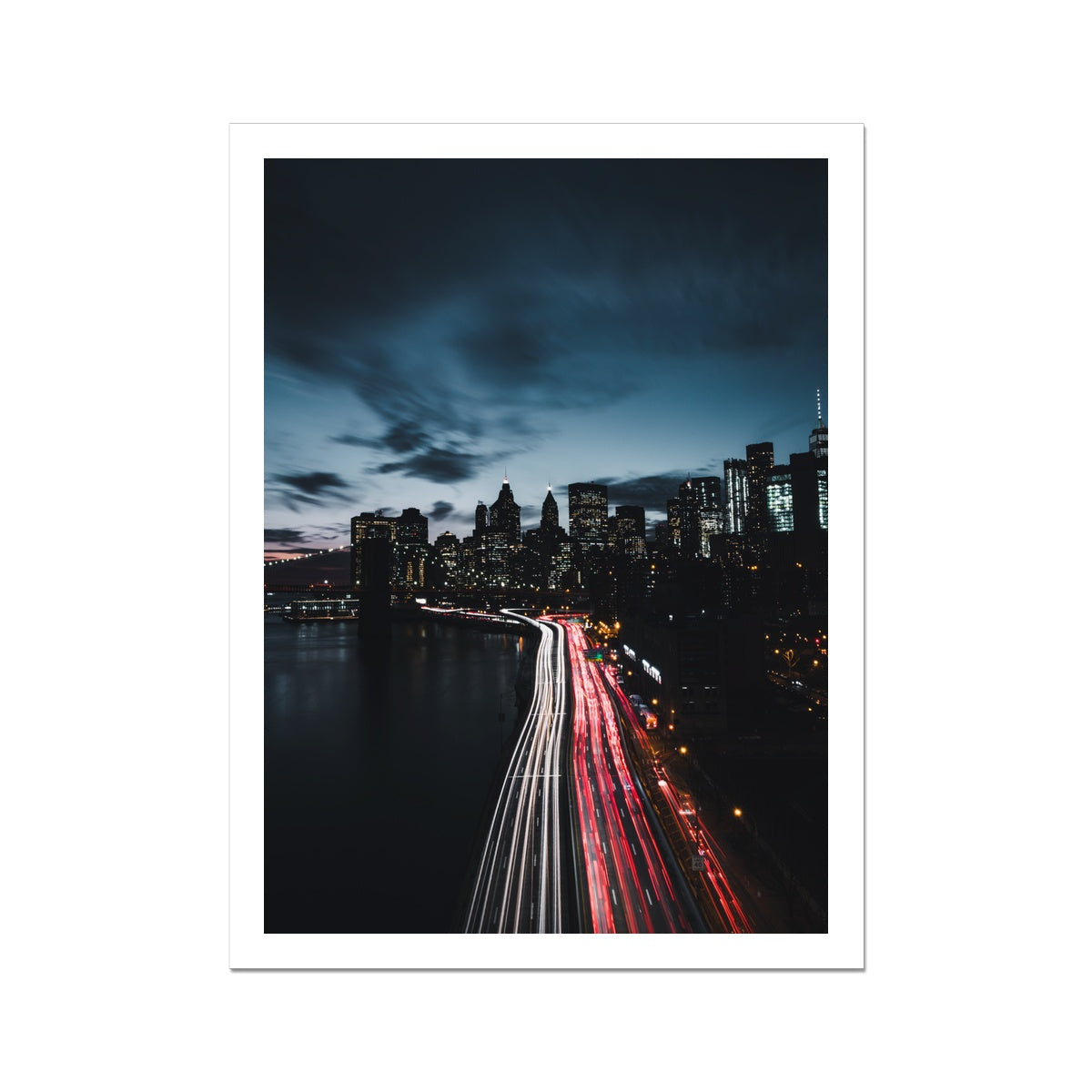 Manhattan Bridge at night, New York City Fine Art Print
