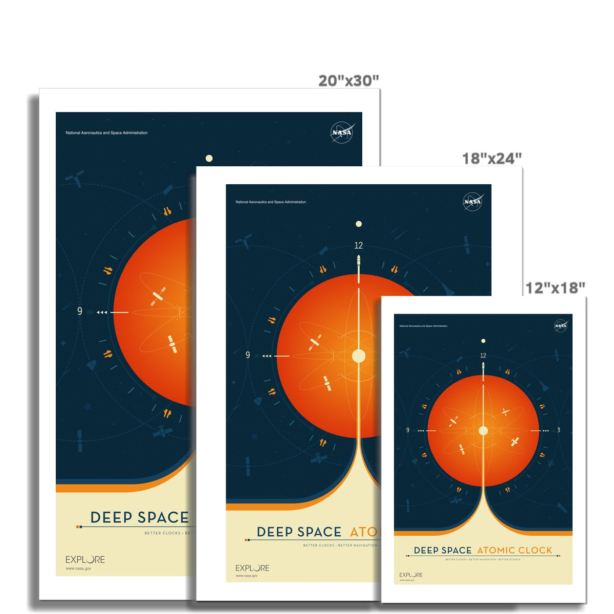 Clock Jpl JPL Deep Space Atomic Clock Poster - Orange Fine Art Print – sableflow