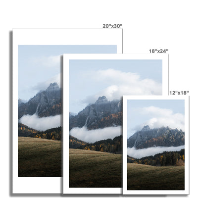 Dolomites valley shrouded by the mist Fine Art Print