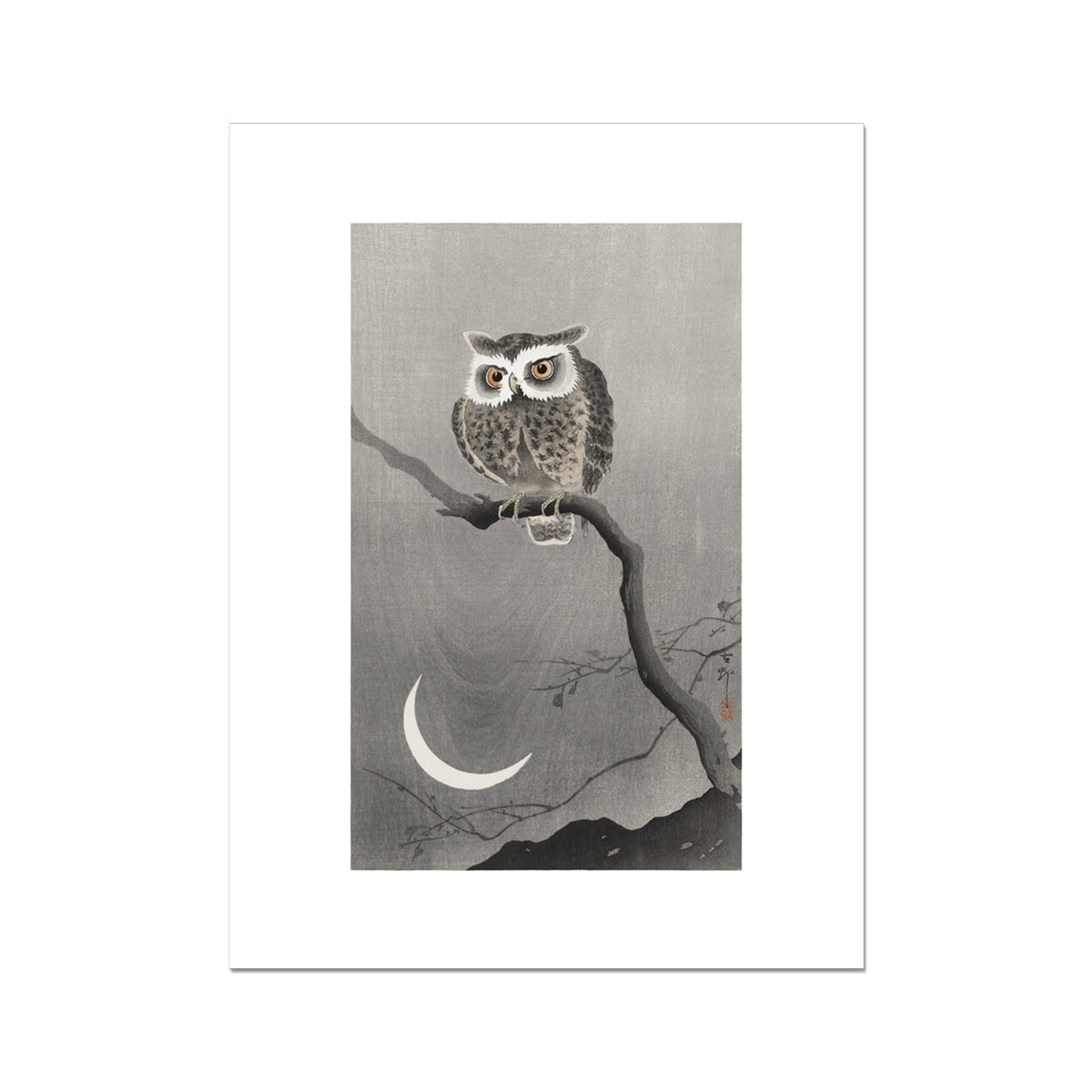 Owl Japanese print (1900–1930) by Ohara Koson Fine Art Print