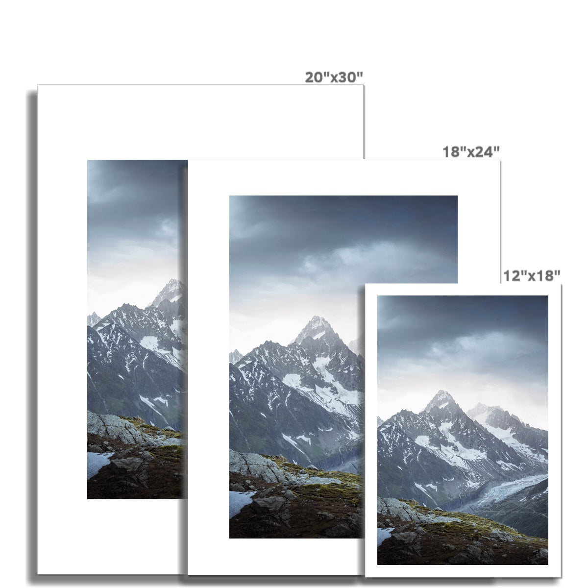 Snow covered Mont Blanc massif Fine Art Print