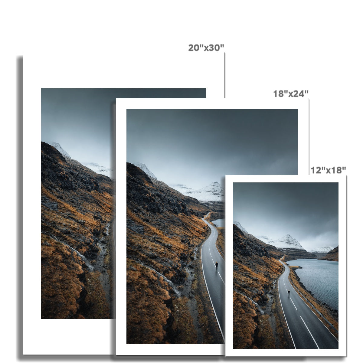 Scenic freeway by the lake on Faroe Islands Fine Art Print- 2