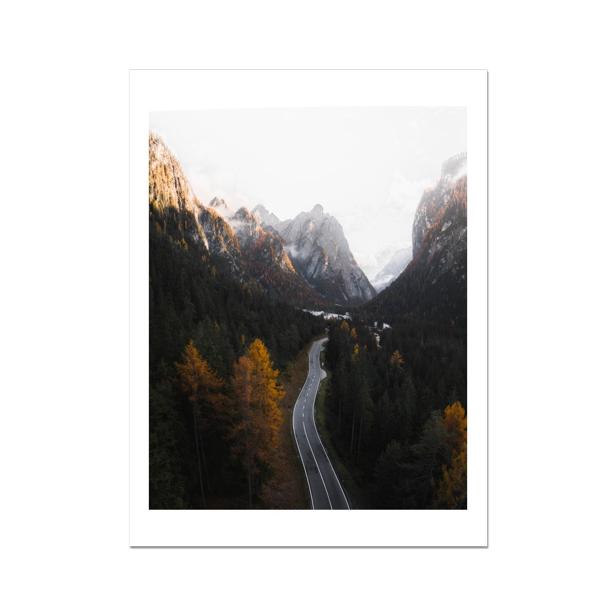 Misty mountain pass in the Dolomites Fine Art Print