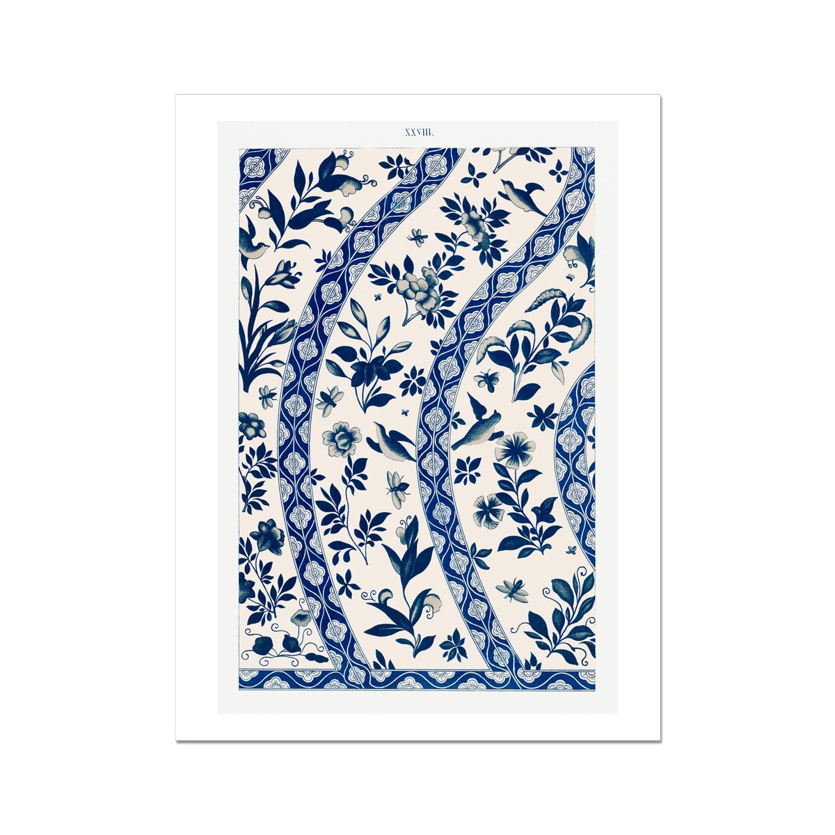 Blue flower Patterns of Chinese Ornament by Owen Jones Fine Art Print