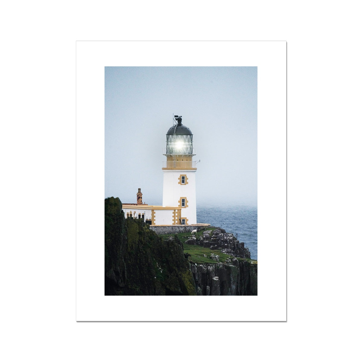 Misty Neist Point Lighthouse at Isle of Skye, Scotland Fine Art Print